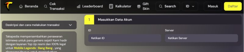 gambar laman pembelian diamond di takapedia