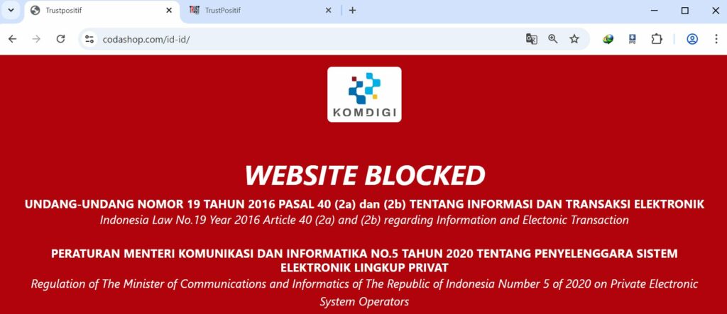 situs codashop di blokir komdigi